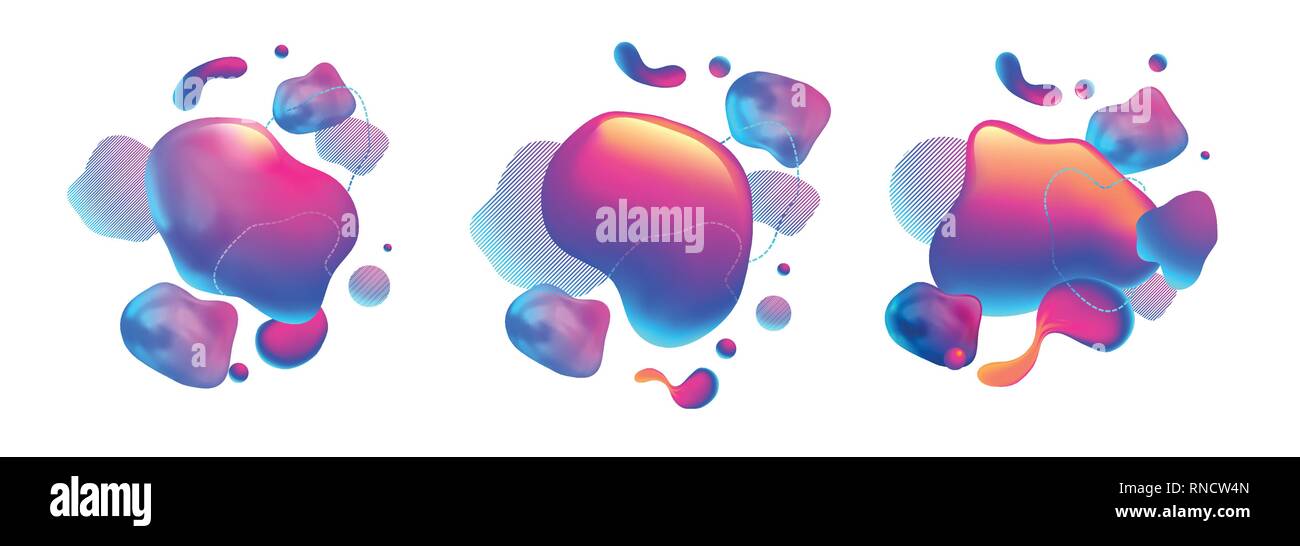 Fluid design graphic elements. Dynamic background with abstract forms and lines. Gradient abstract banner design with flowing liquid shapes. Template Stock Vector