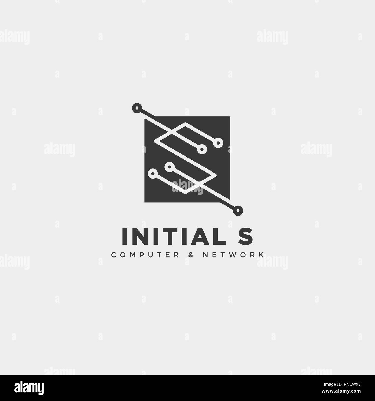 letter S digital network creative logo template vector illustration ...