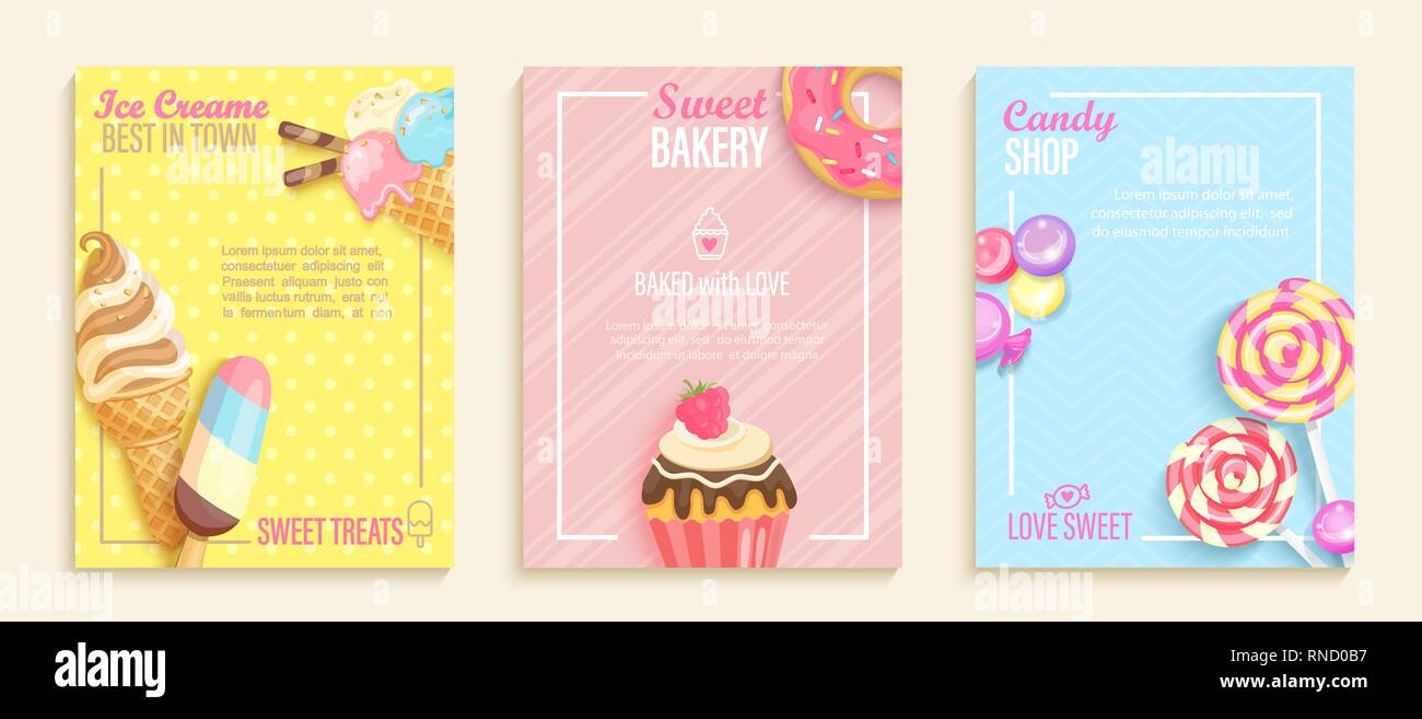 Food Label Or Sticker Bakery Ice Cream Candy Sweet Bakery