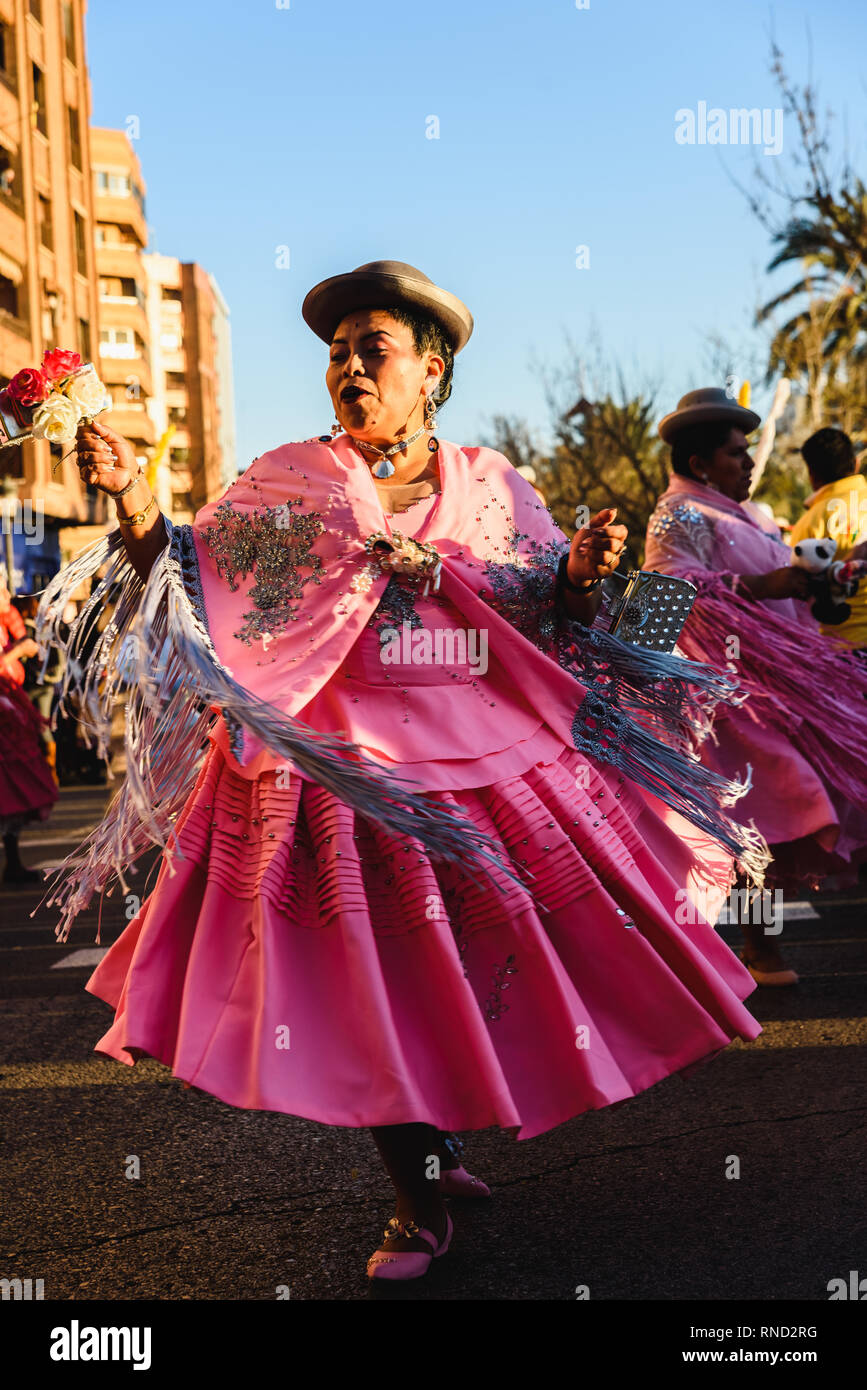 Valencia, Spain February 16, 2019 Dancer with the traditional