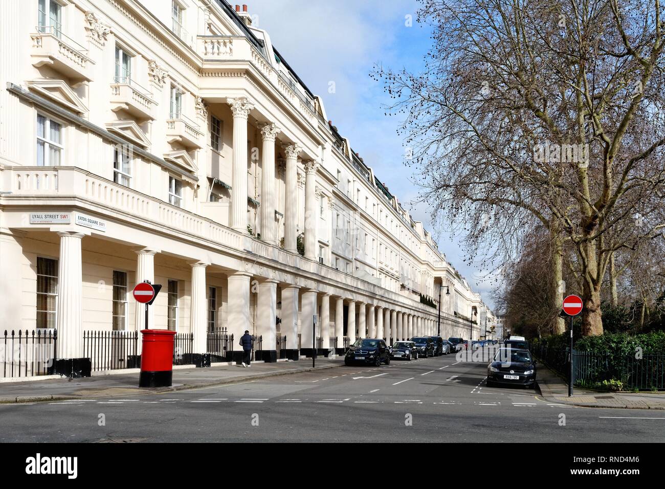 Exclusive residential homes in Eaton Square Belgravia Central London England UK Stock Photo