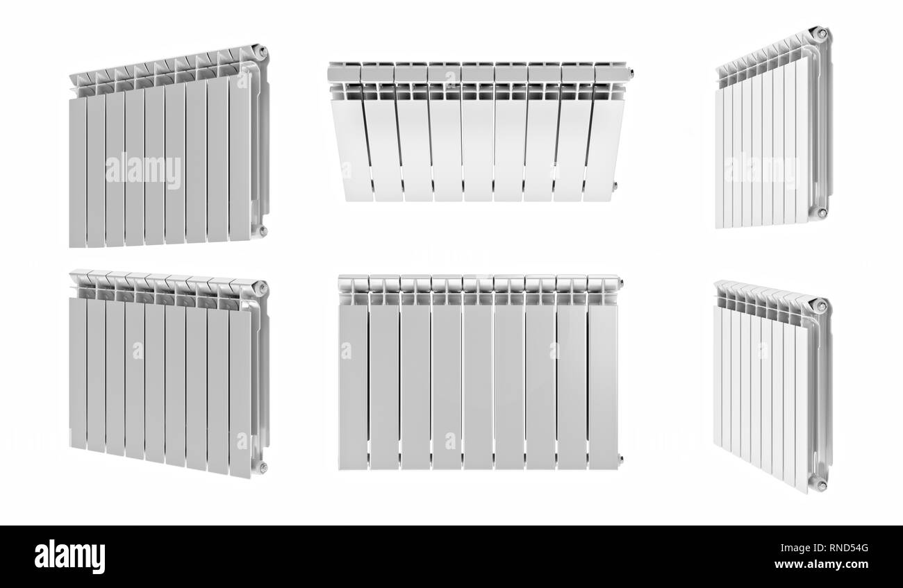 3D rendering. Central heating radiators with many sections Stock Photo Alamy