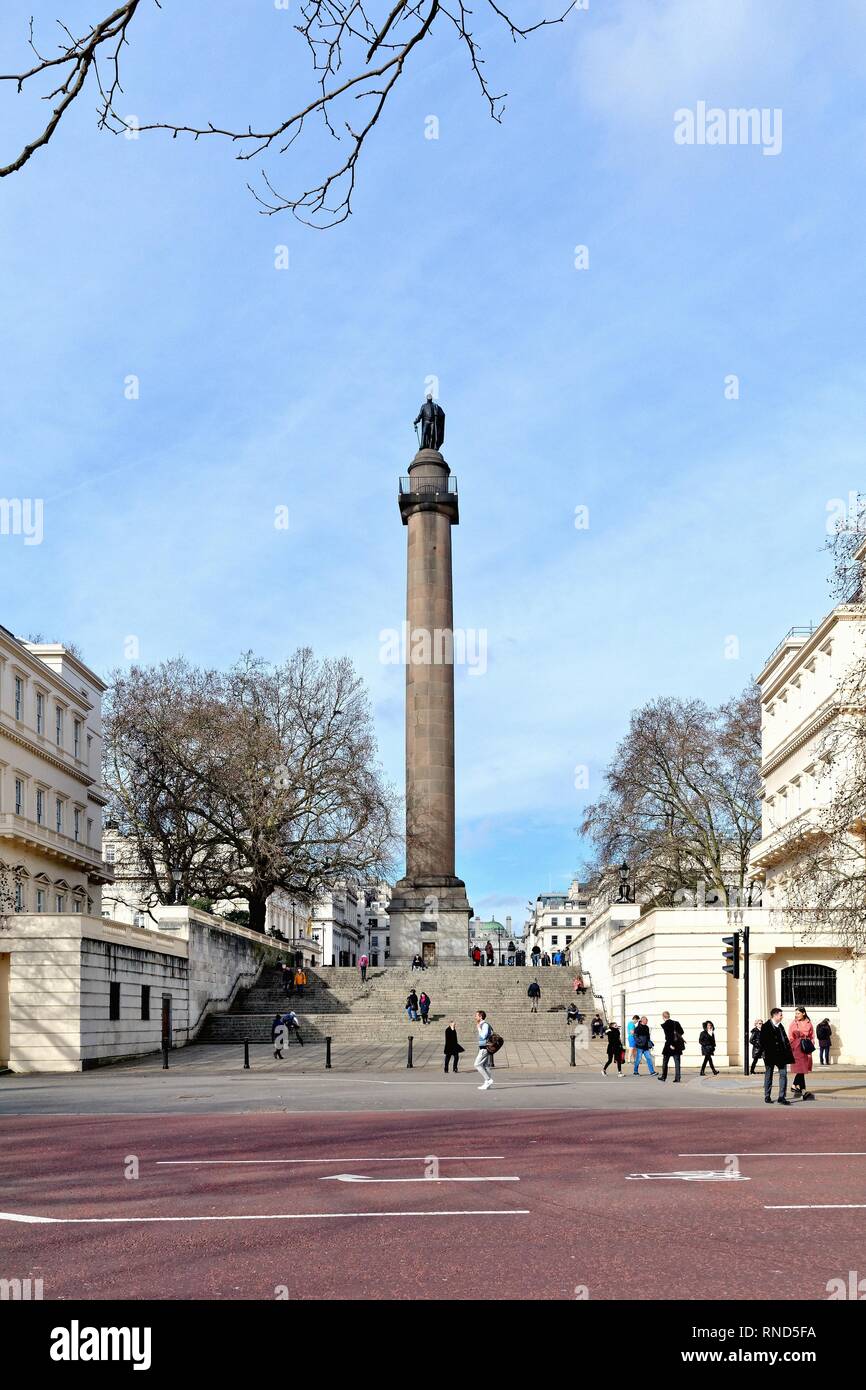 The Duke of York column and steps  by The Mall  Central London England UK Stock Photo