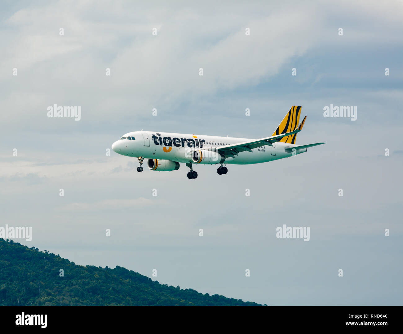 Airbus Tigeair landing approach Stock Photo