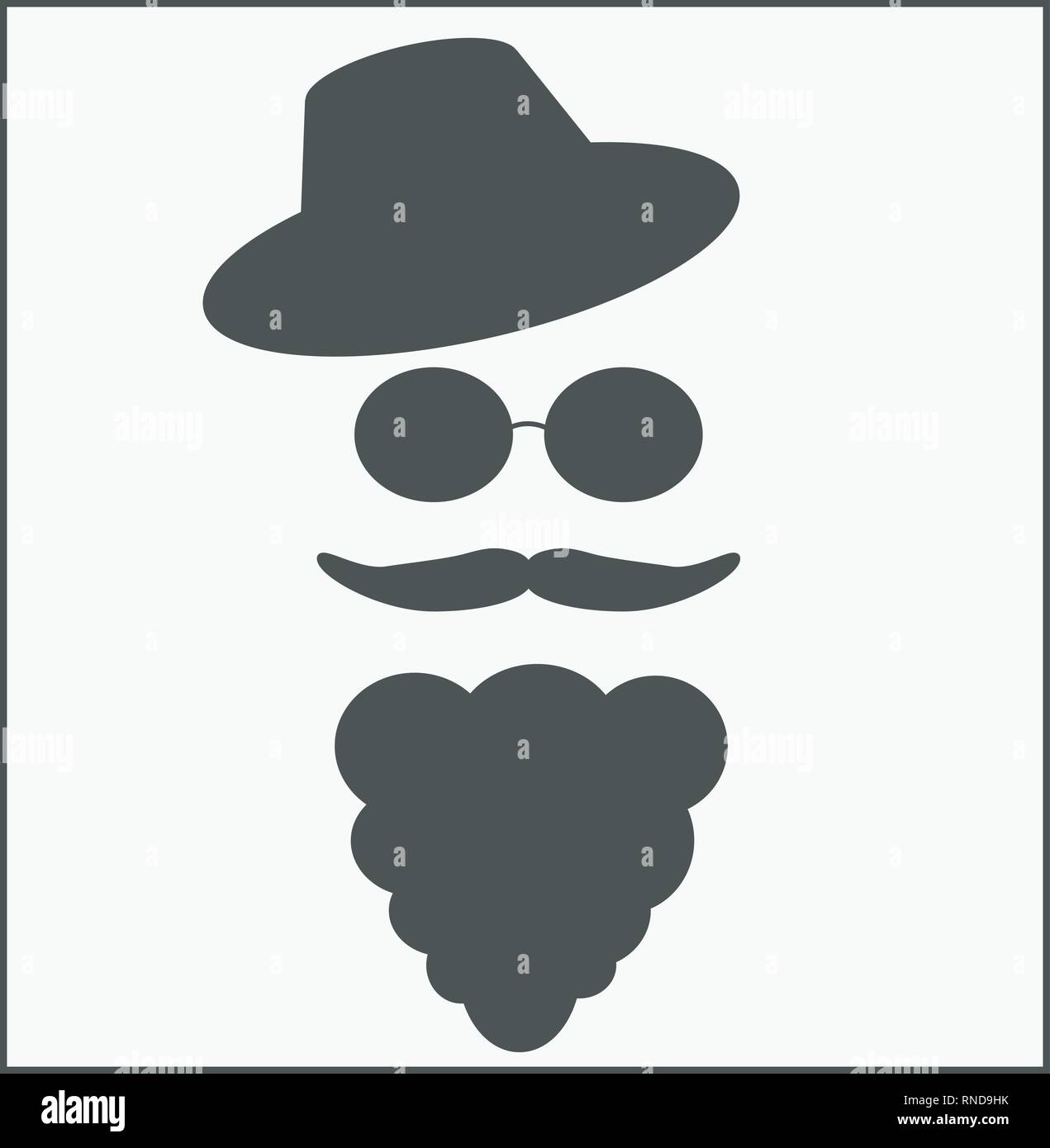 image of a man in a hat and glasses Stock Vector