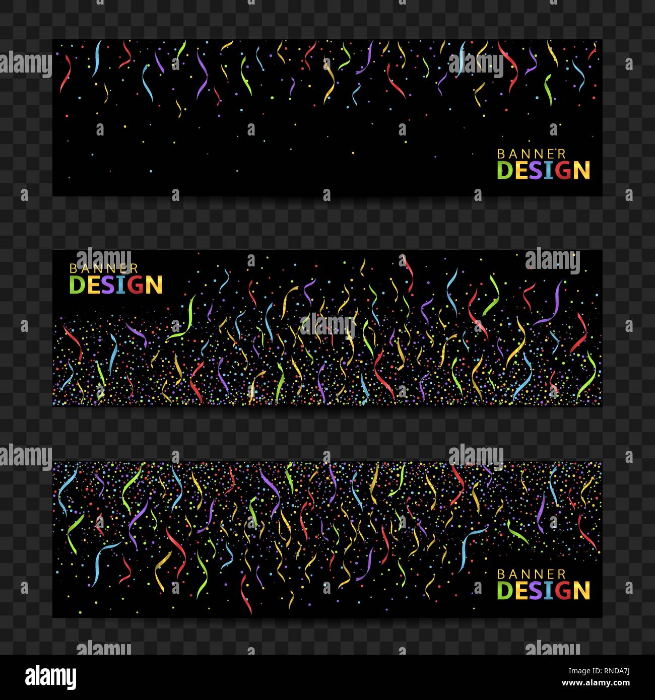 Colorful confetti ribbons festive banner set. Vector illustration Stock Vector Image & Art Alamy