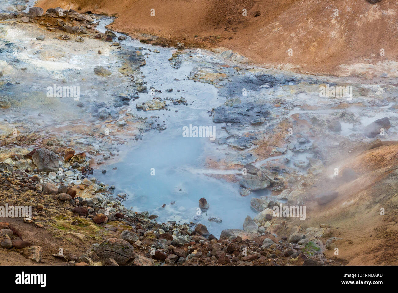 colorful natural landscape in Krysuvik geothermal area iceland Stock Photo