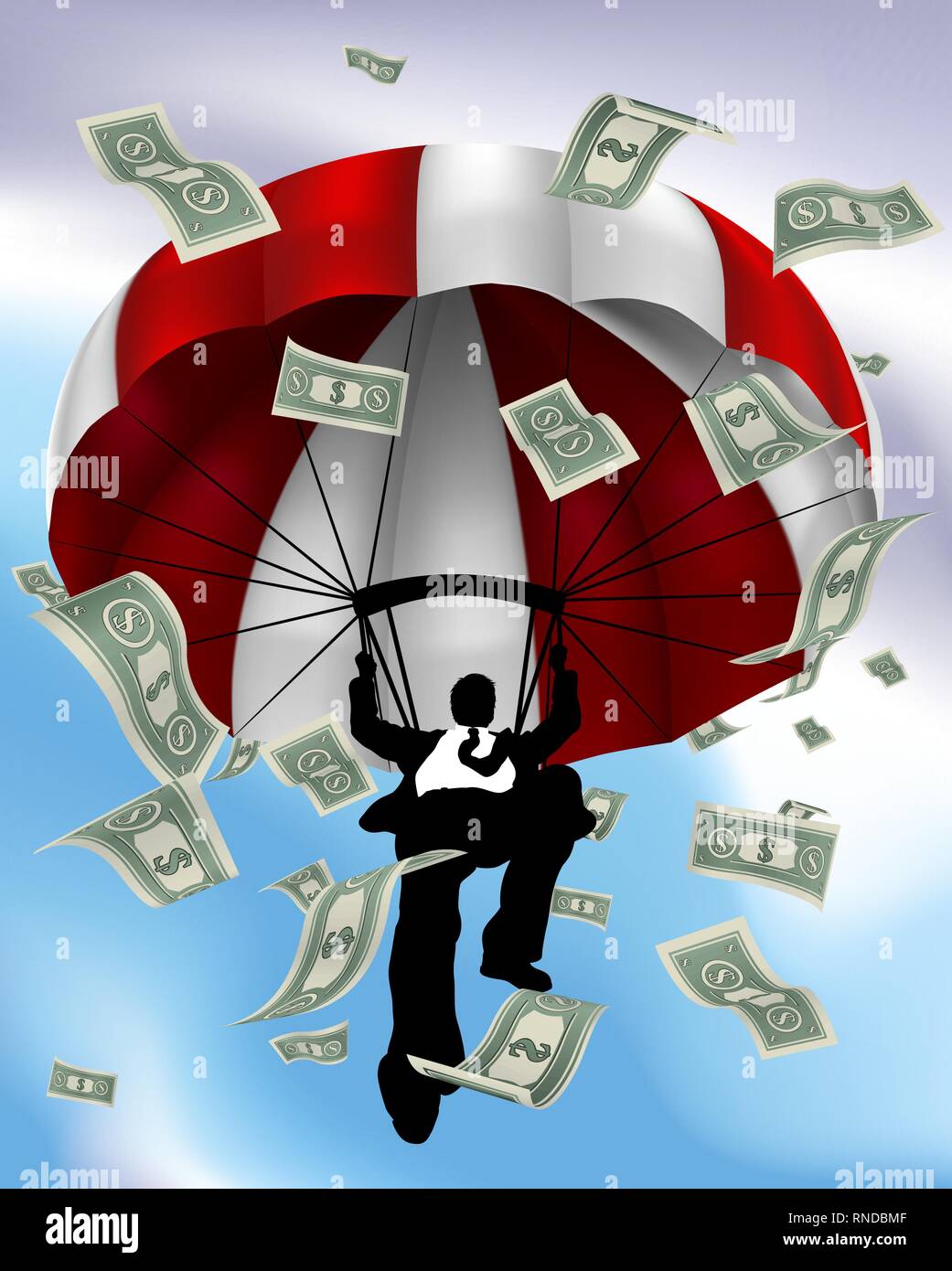 Parachuting Cash Silhouette Business Man Stock Vector