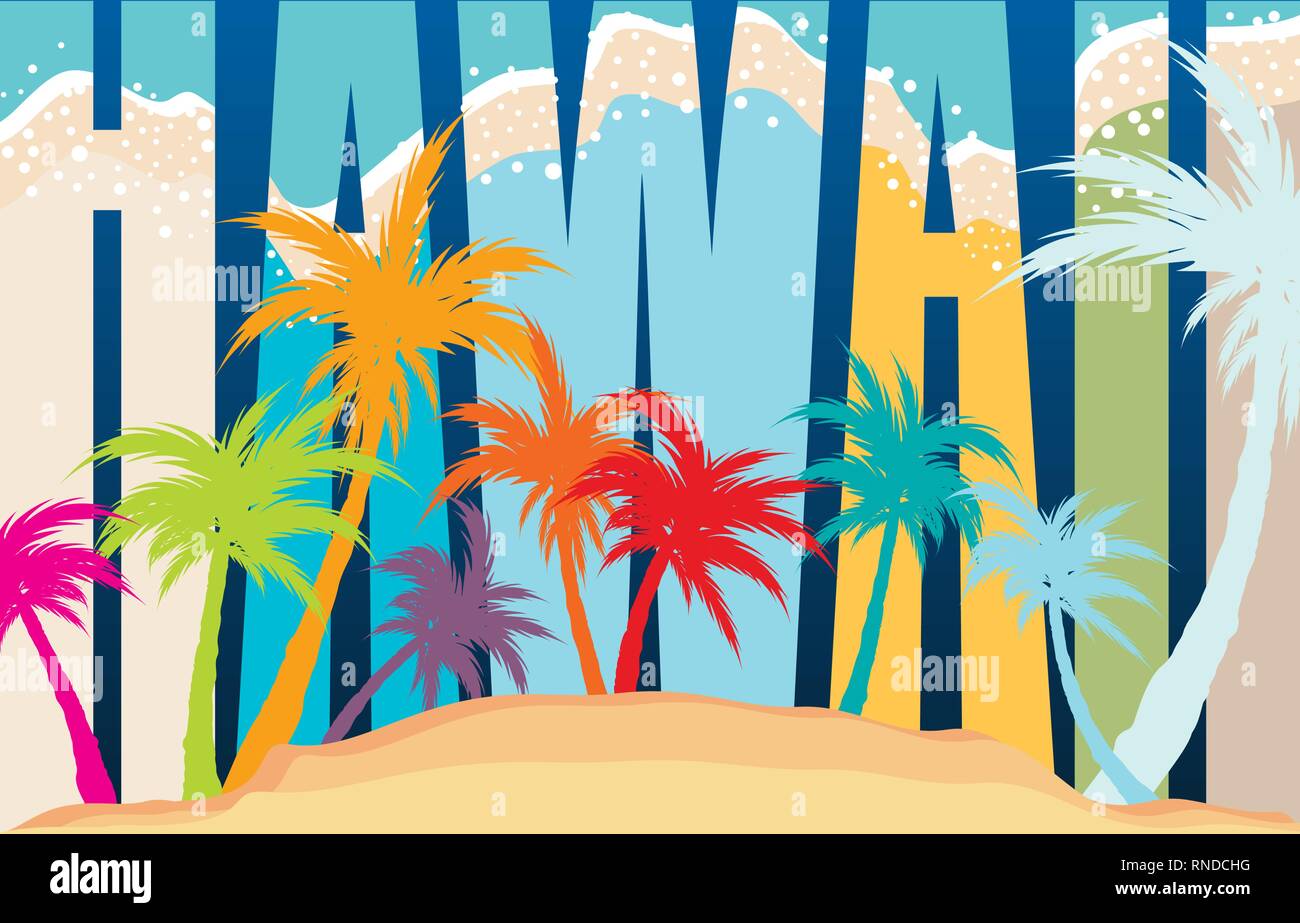 Palm background and words Hawaii Stock Vector Image & Art - Alamy