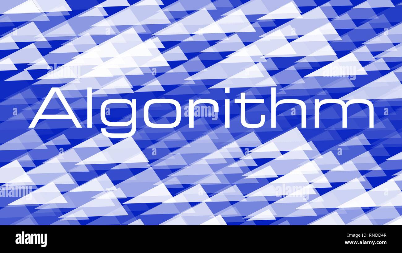 Vector algorithm word, abstract triangles background Stock Vector