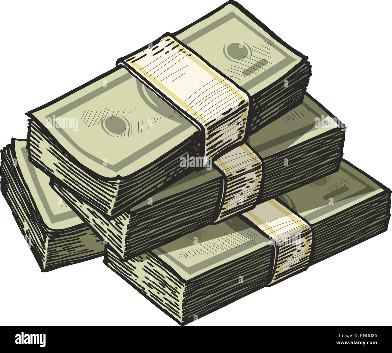 Much money, wads of cash. Earnings, finance, dollars vector illustration Stock Vector