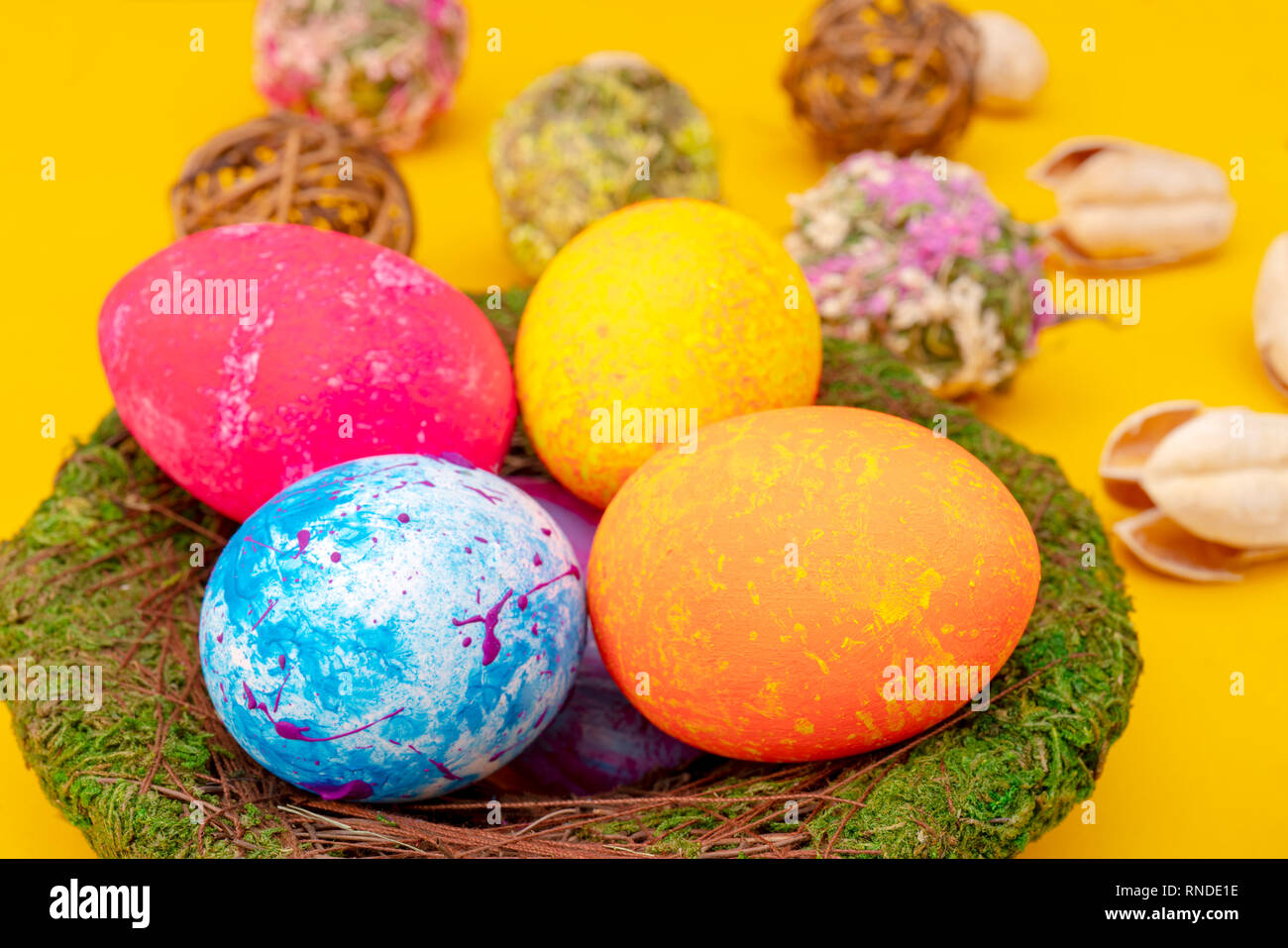 Colorful handmade easter eggs. Festive tradition Stock Photo - Alamy