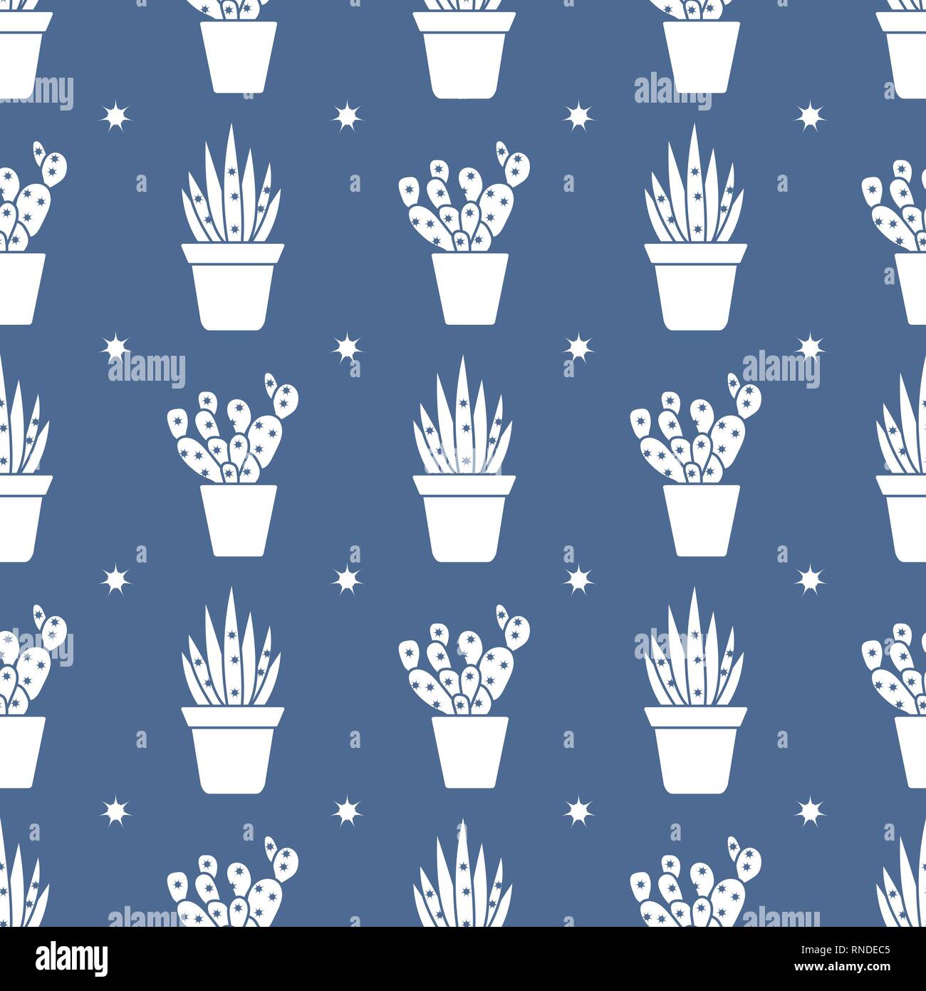 Vector seamless pattern with cactus and succulents. Trendy background ...