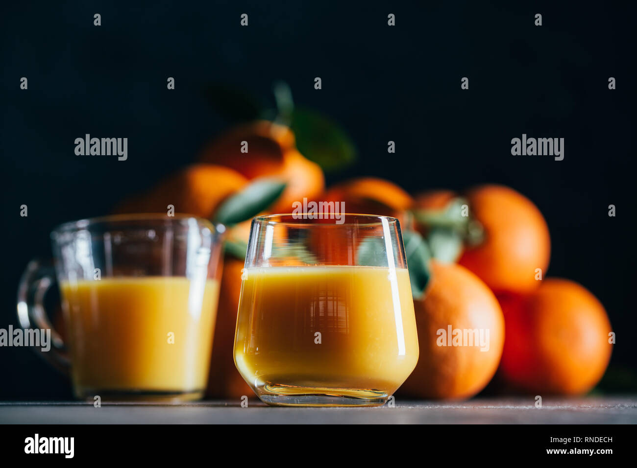 Orange juice on table Stock Photo