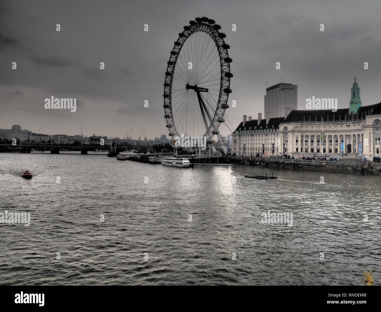 View of the London Eye from Westminster Bridge, London - UK Stock Photo