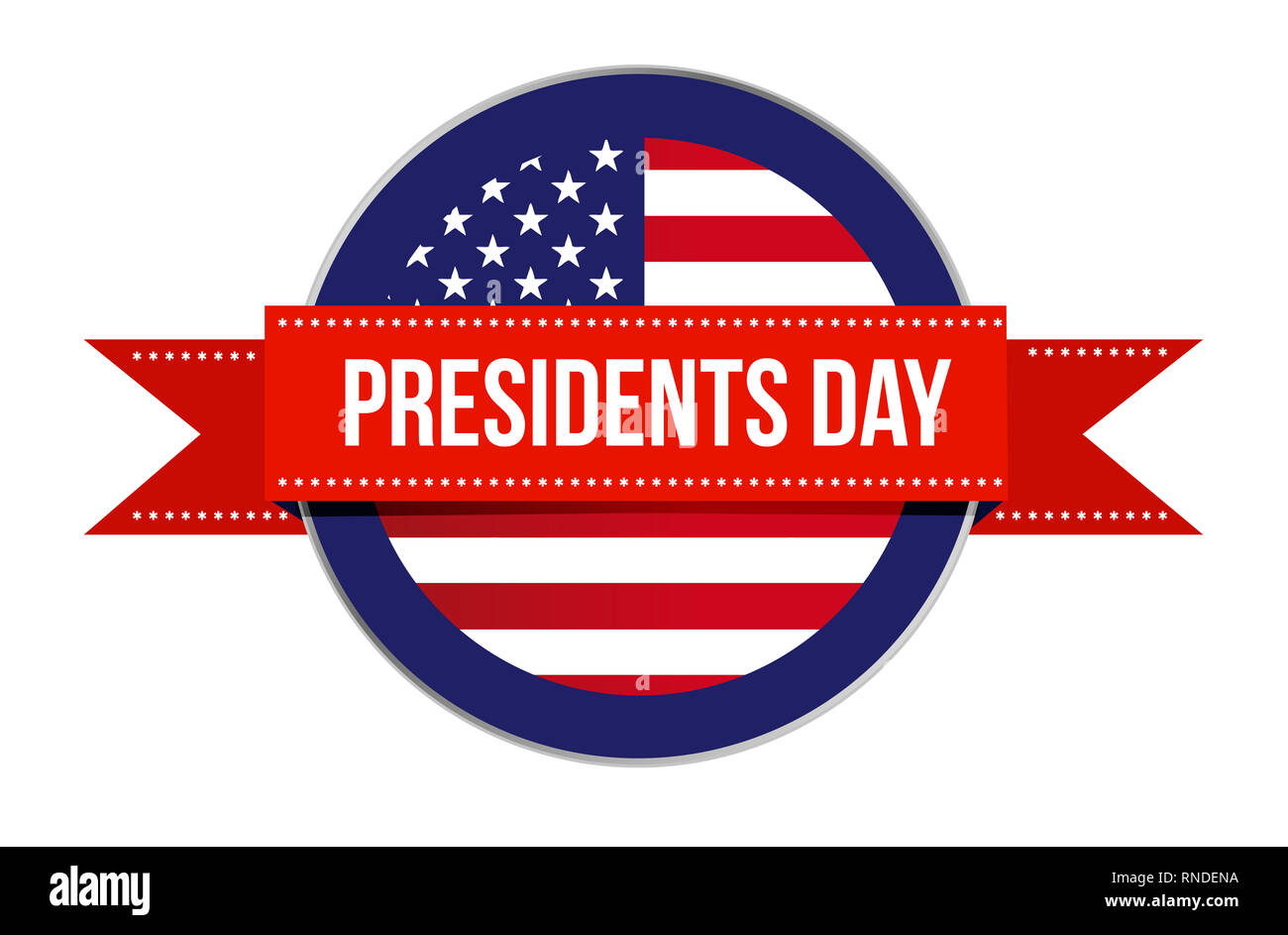 Presidents day US flag seal and ribbon icon illustration design isolated over white Stock Photo
