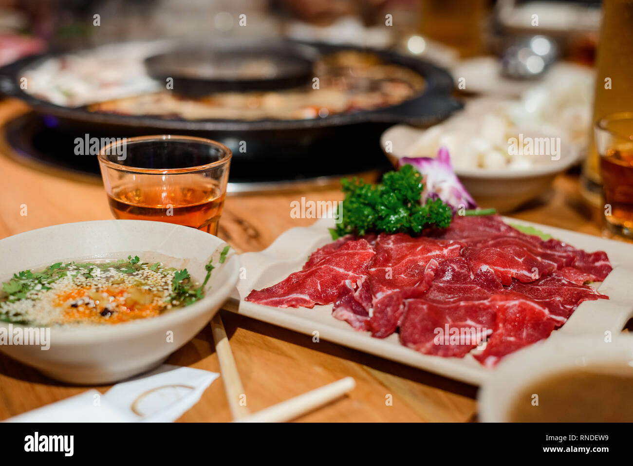 Raw meat slices Stock Photo