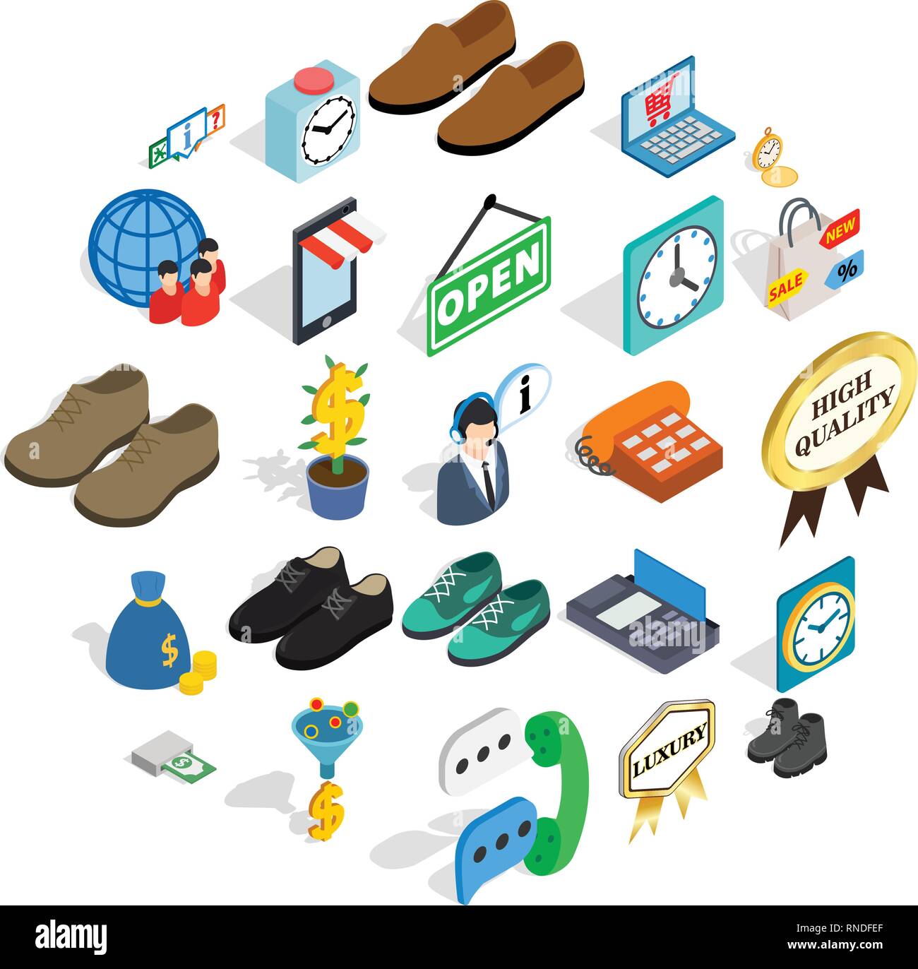 Business help icons set, isometric style Stock Vector