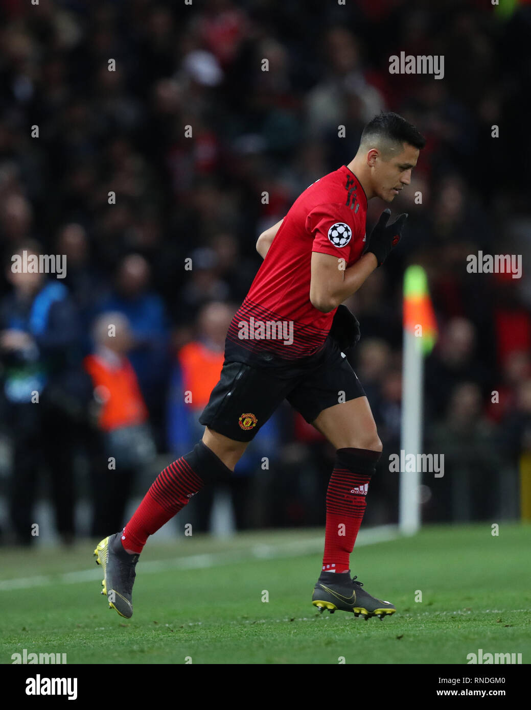 MANCHESTER, ENGLAND - FEBRUARY 12 2019: Alexis Sanchez of Manchester United  during the Champions League match between Manchester United and Paris  Saint-Germain at Old Trafford Stadium Stock Photo - Alamy