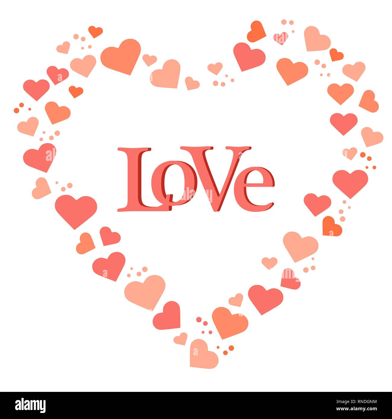 Vector illustration with heart composed of many hearts. Inscription ...