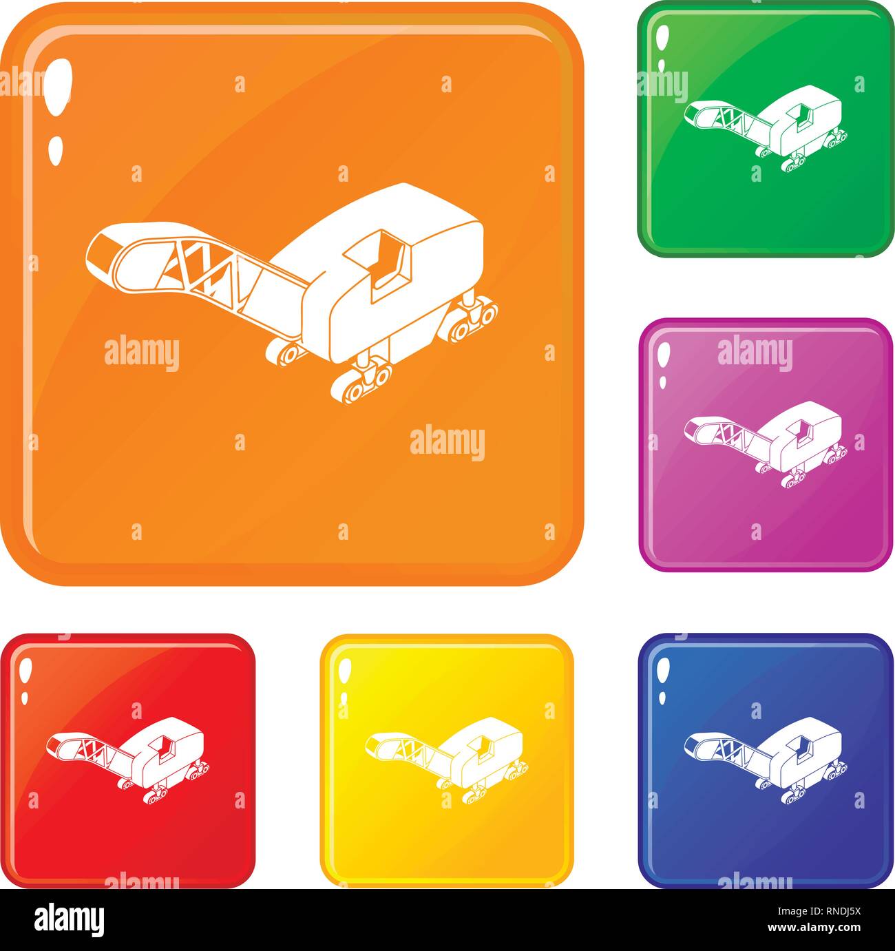 Mine band tractor icons set vector color Stock Vector