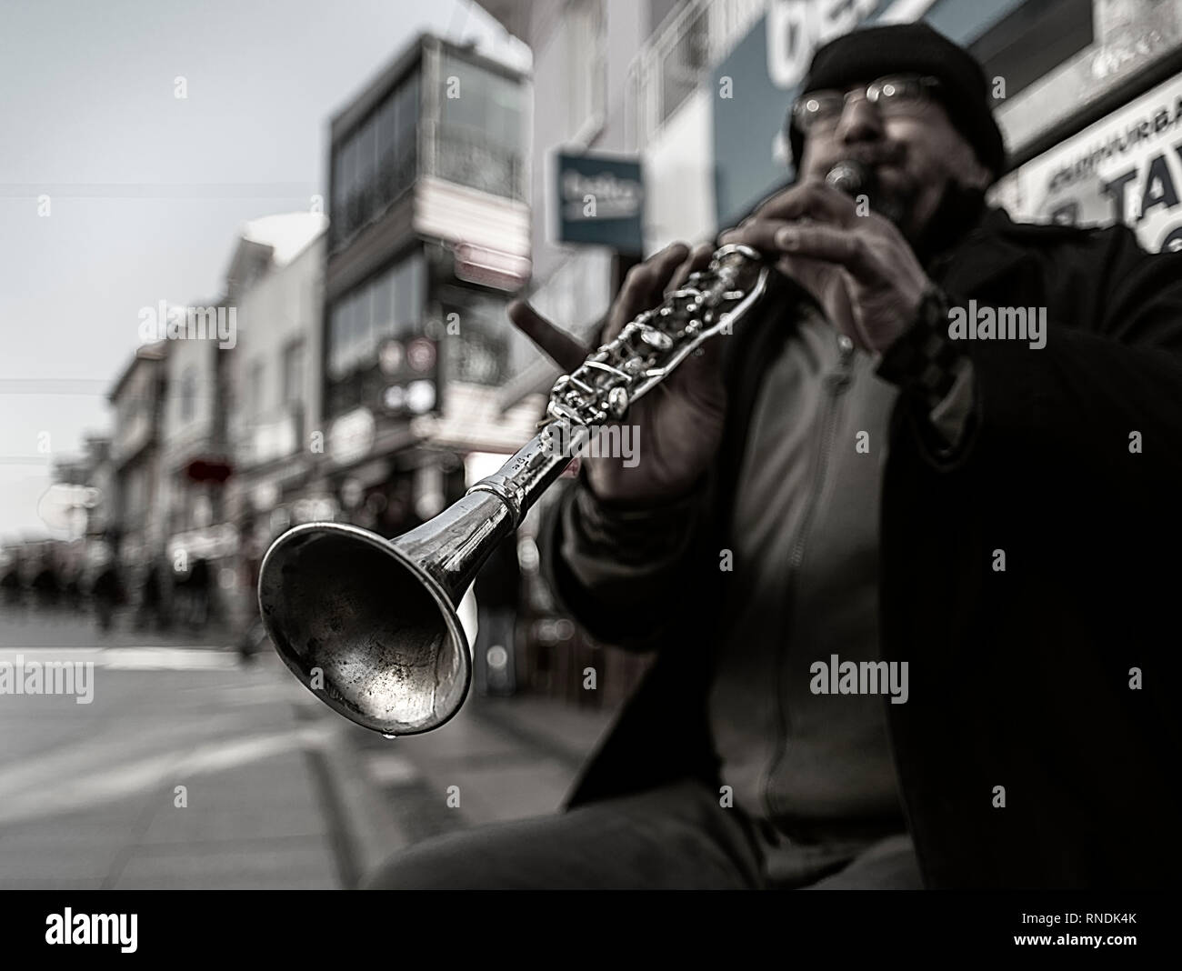 street clarinetist Stock Photo