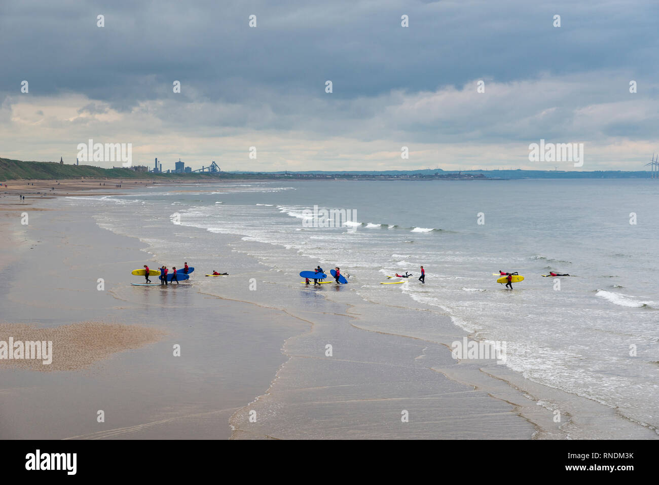 Surf school at Saltburnbythesea, North Yorkshire, England Stock