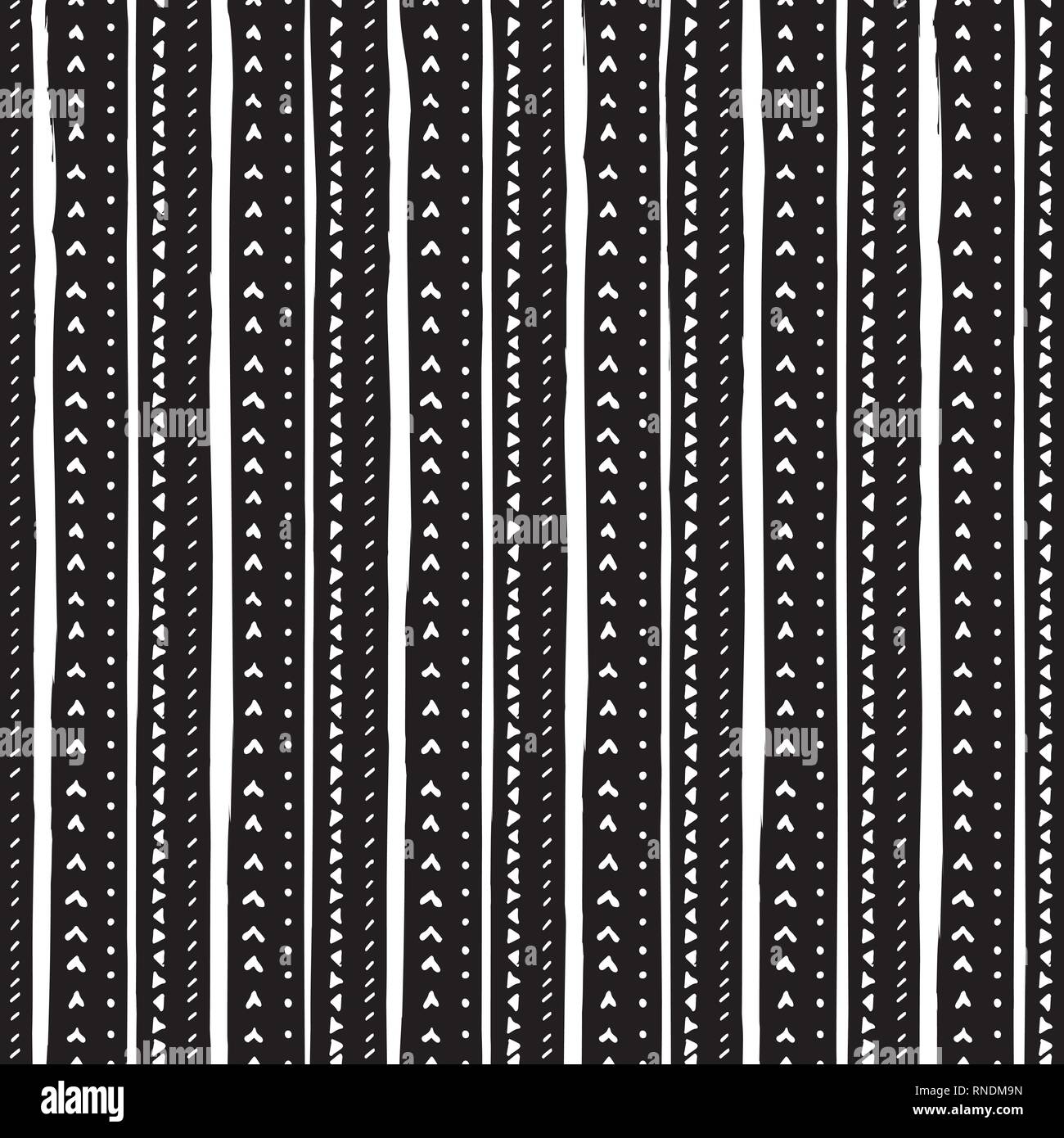 Vector seamless pattern with handdrawn stripes and triangles . Hand ...