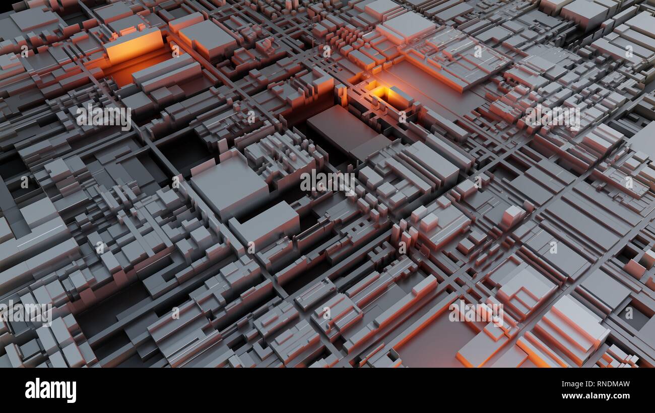 3d render Abstract Technology Background With Cubes Stock Photo - Alamy