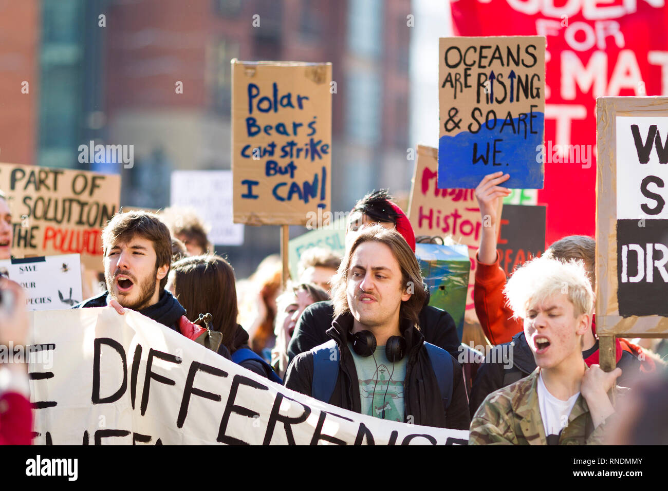 Environment Protest Manchester Picture by Chris Bull 15/2/19 Youth Strike 4 Climate protest in ...