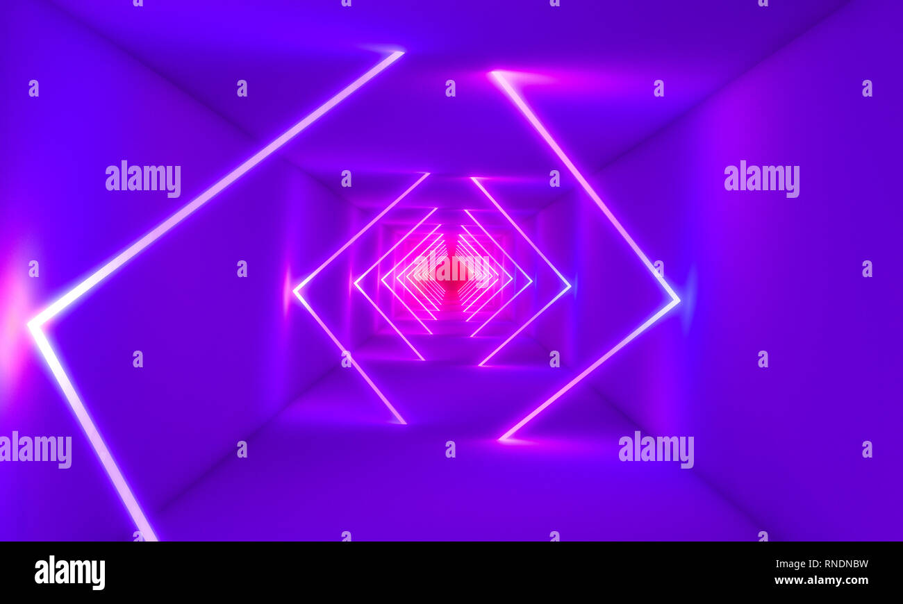 neon lights in abstract tunnel 3d rendering image Stock Photo - Alamy