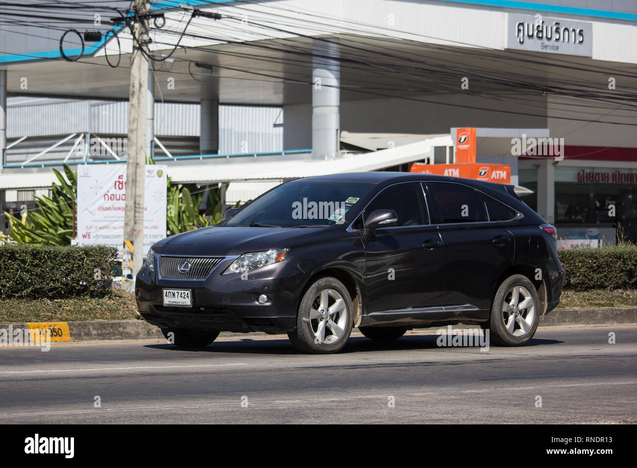 Chiangmai, Thailand - February 4 2019: Private Suv car Lexus RX300.   On road no.1001, 8 km from Chiangmai city. Stock Photo