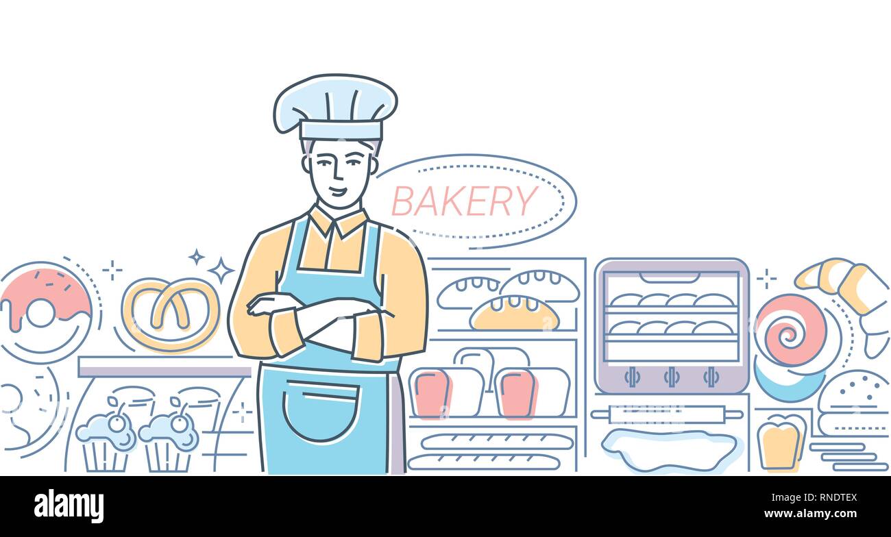 Bakery - modern line design style colorful illustration Stock Vector ...