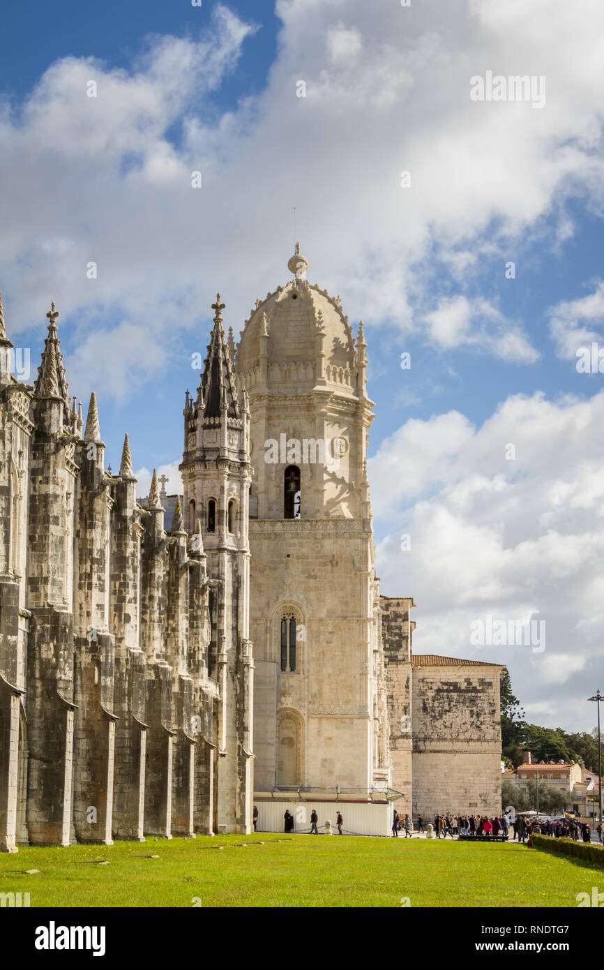 The Hieronymus monastery, a popular place for tourits in Belem in Lisbon, Portugal Stock Photo
