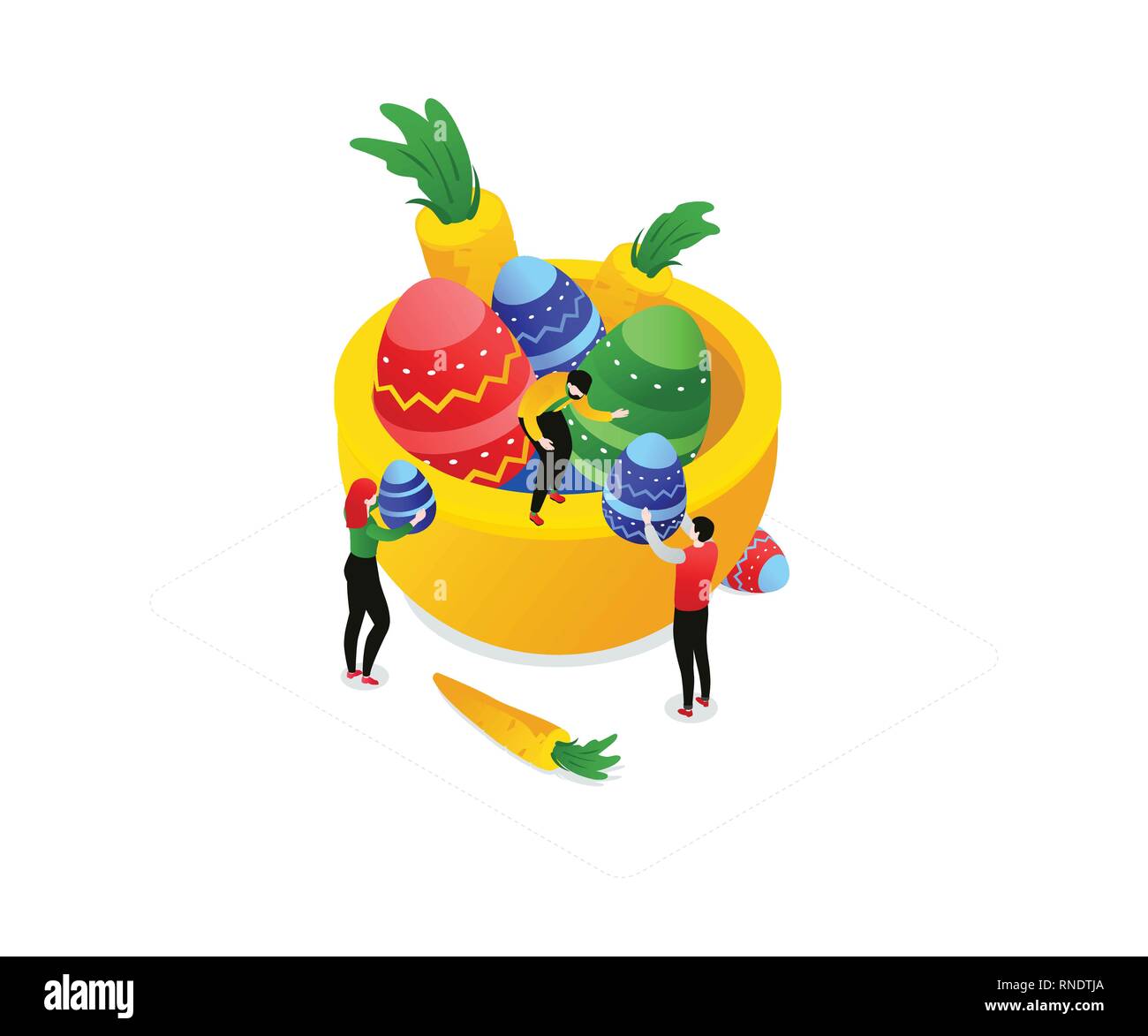 Happy Easter - modern colorful isometric vector illustration Stock Vector