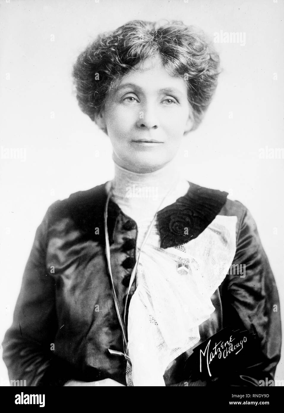 Emmeline Pankhurst portrait by Matzene, Chicago, photograph, 1912 Stock Photo