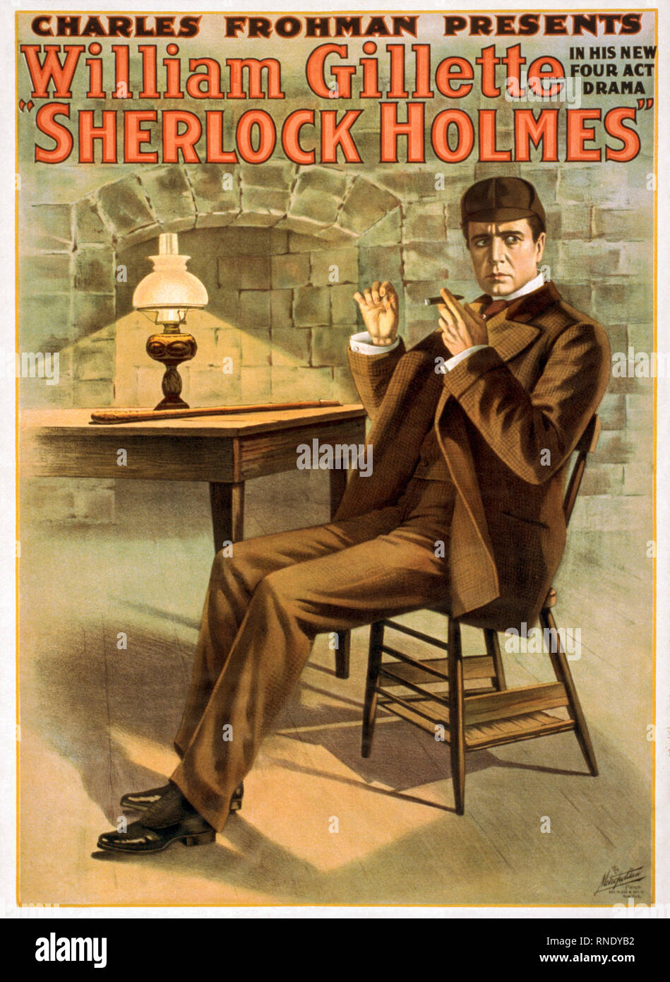 Sherlock Holmes theatre production theatrical poster, 1900 Stock Photo
