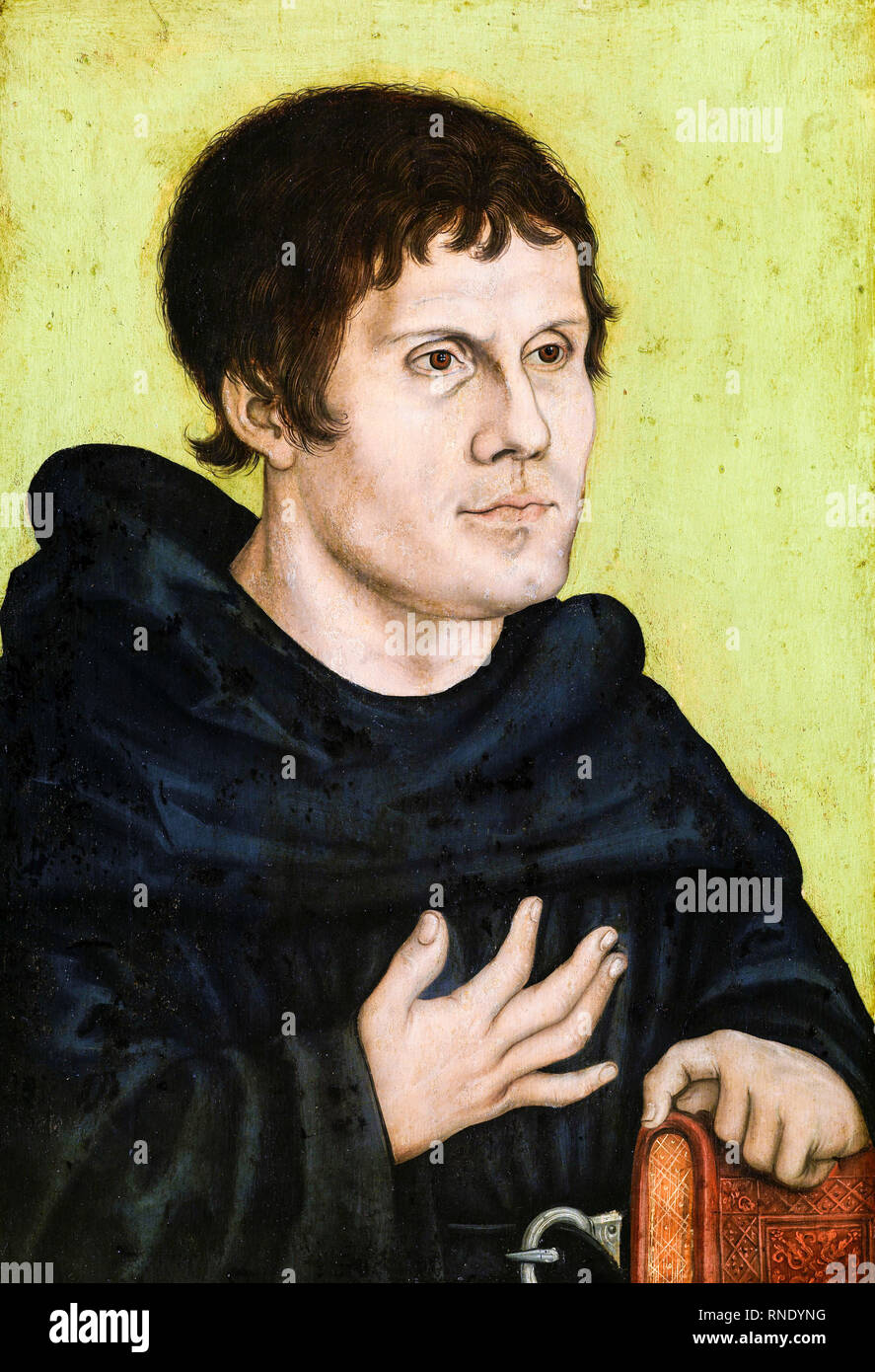 Posthumous portrait of Martin Luther (1483-1546) as an Augustinian Monk by workshop of Lucas Cranach the Elder, painting circa 1546 Stock Photo