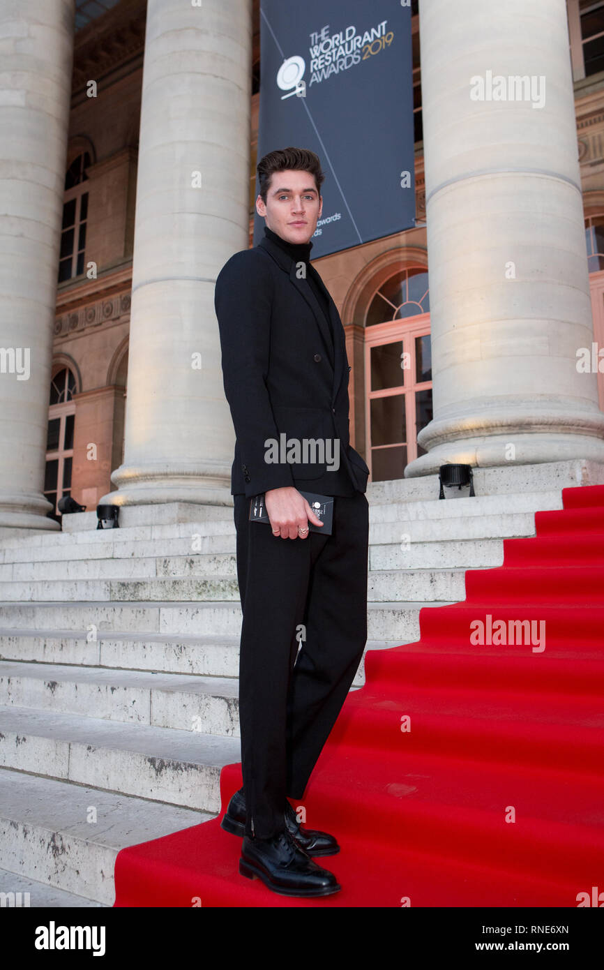 Paris, France. 18th Feb, 2019. Isaac Carew on the red carpet as a guest of Gaggenau at The World Restaurant Awards 2019. Credit: Robert Christopher/Alamy Live News Stock Photo
