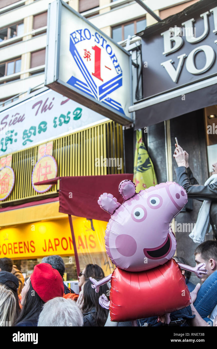 Paris France. 17th Feb 2019. One kid holding the Peppa Pig