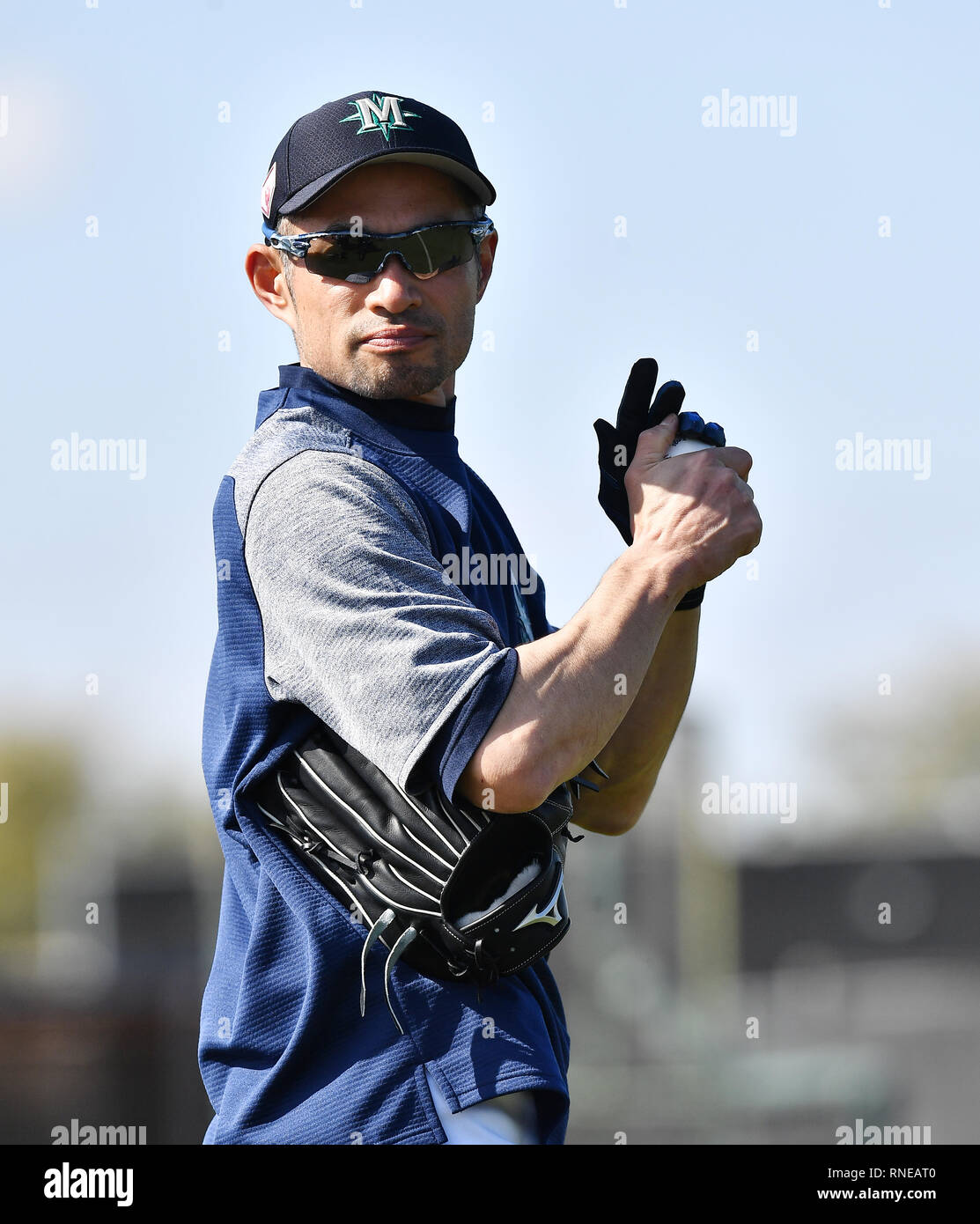 Ichiro Suzuki of the Seattle Mariners during a spring training camp at