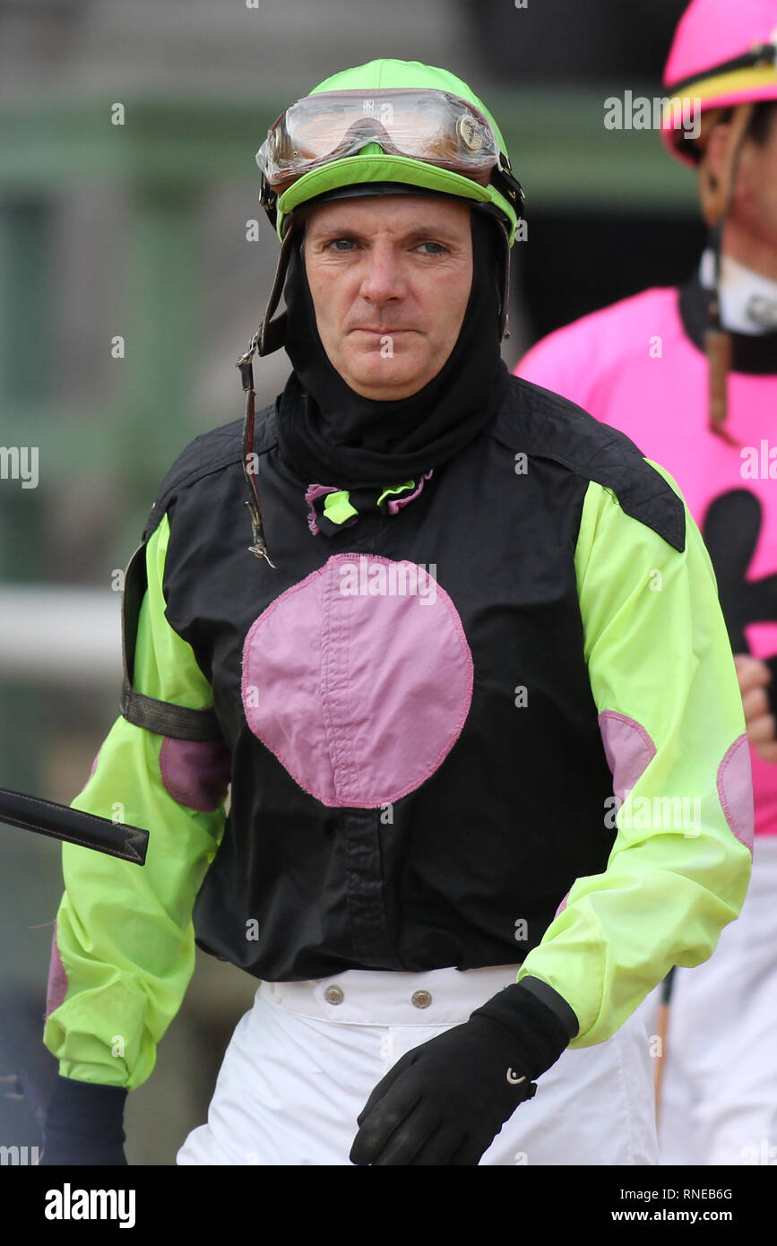 February 18, 2019 - Hot Spring, AR, U.S. - Feburary 18, 2019: Jockey Terry Thompson before the running of the Southwest Stakes at Oaklawn Park in Hot Spring, AR on February 18, 2019. Â©Justin Manning/Eclipse Sportswire/CSM Stock Photo