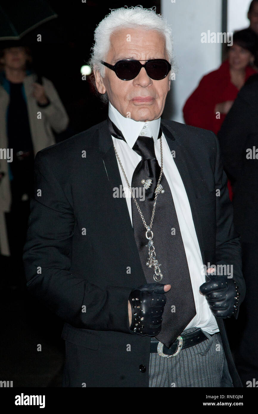 Karl Lagerfeld attends the Museum of Modern Art's 4th Annual Film benefit 'A Tribute to Pedro Almodovar' at the Museum of Modern Art on November 15, 2011 in New York City. Stock Photo