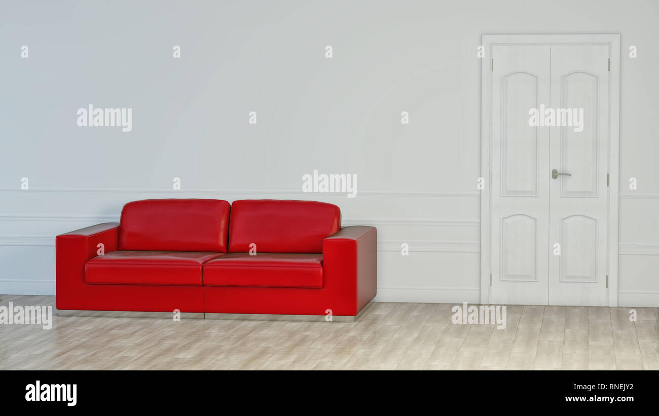 Coral leather luxury sofa for modern living room. Pastel color design