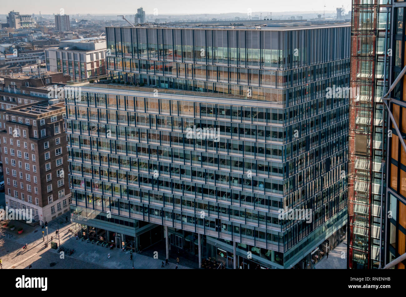 An elevated view of the Blue Fin Building at 110 Southwark Street, London, SE1. Stock Photo