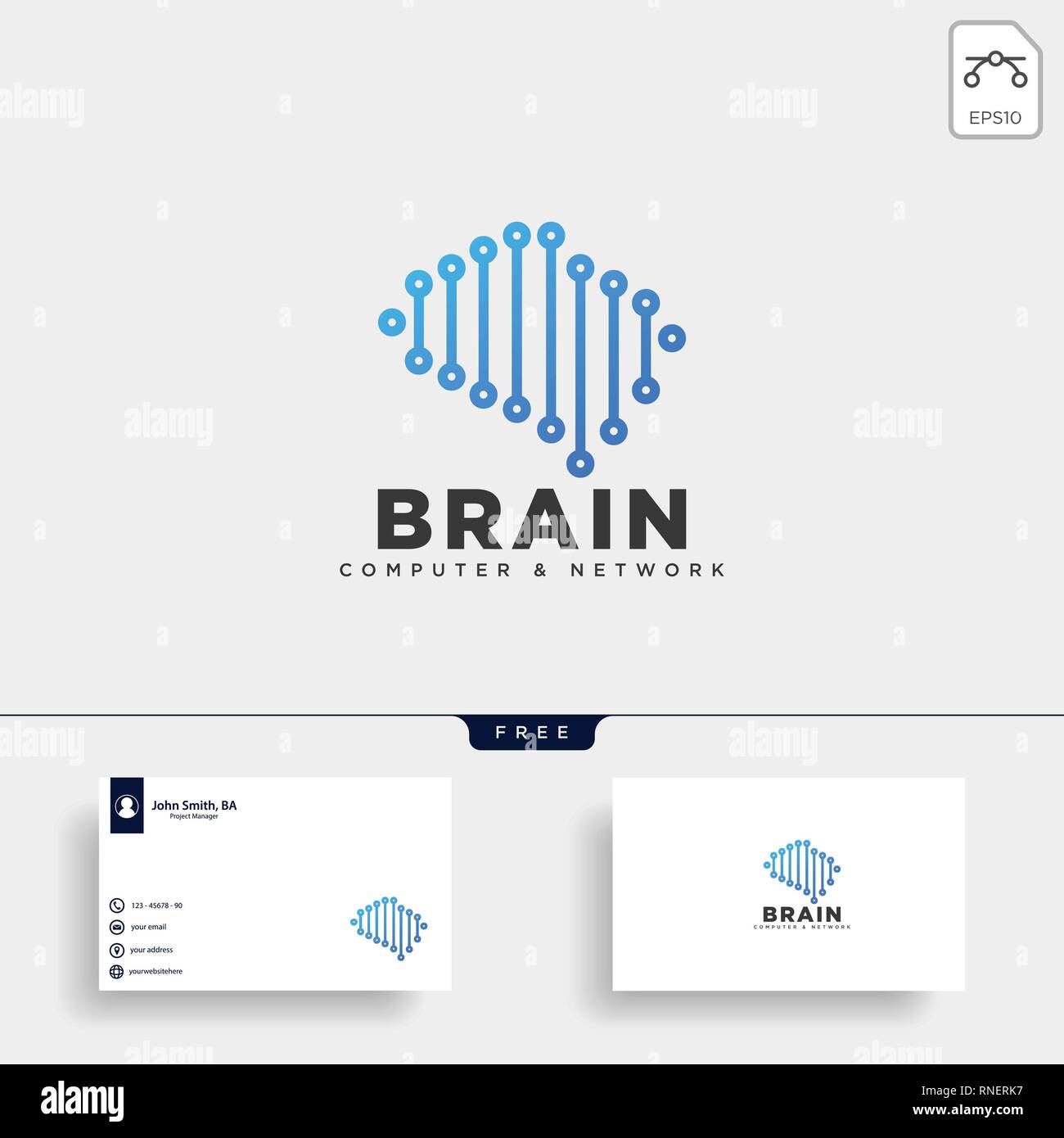 brain tech digital logo template vector illustration icon element ...