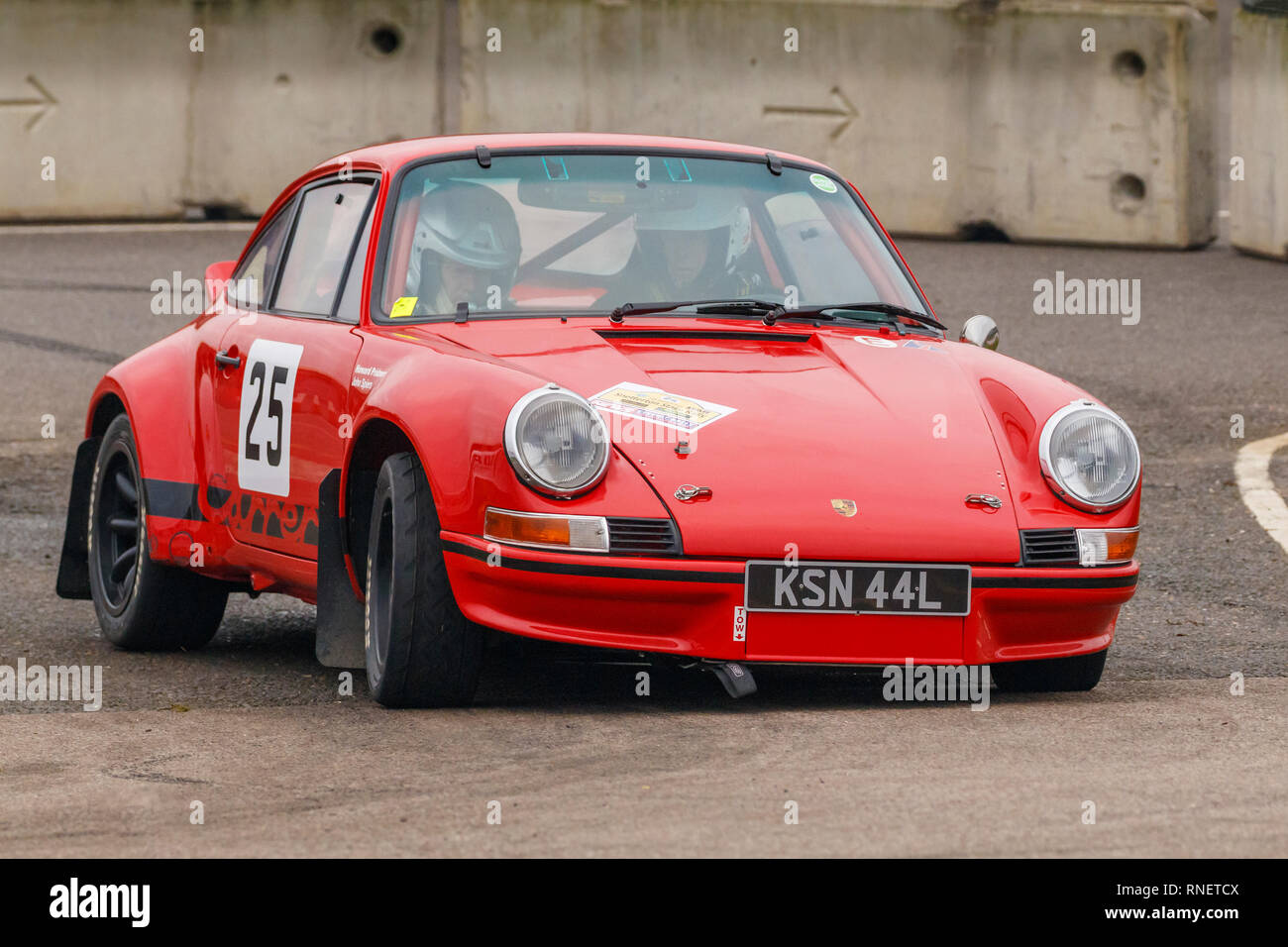 Porsche 911, KSN 44L, with driver John Spiers and co-driver Howard Pridmore during the 2019 Snetterton Stage Rally, Norfolk. Stock Photo