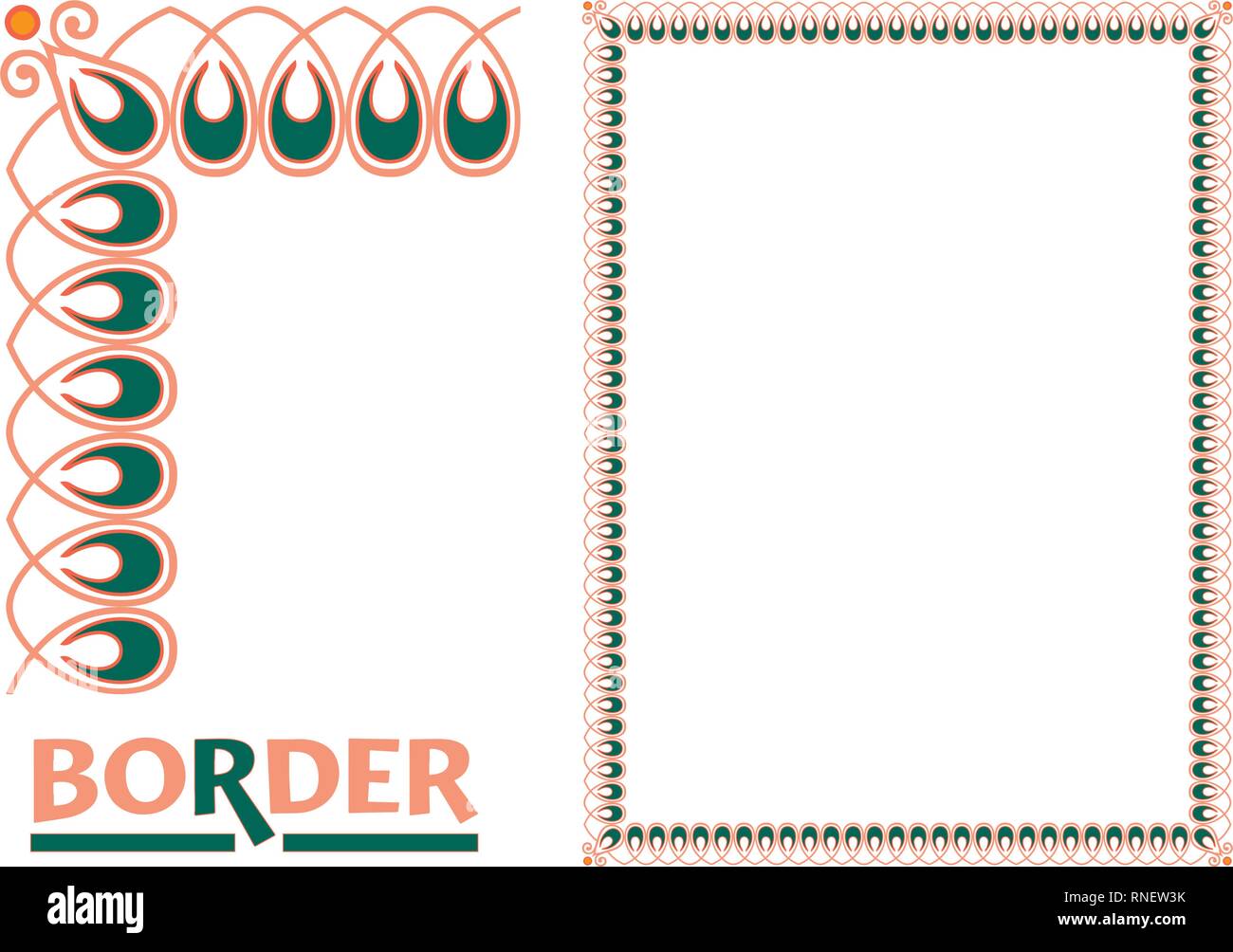 Old World Borders Vector Tiled frame in plant leaves and flowers