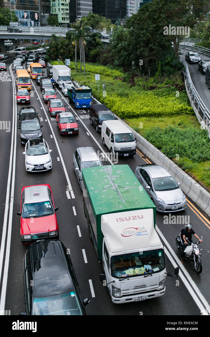 Morning traffic in Hong Kong Stock Photo