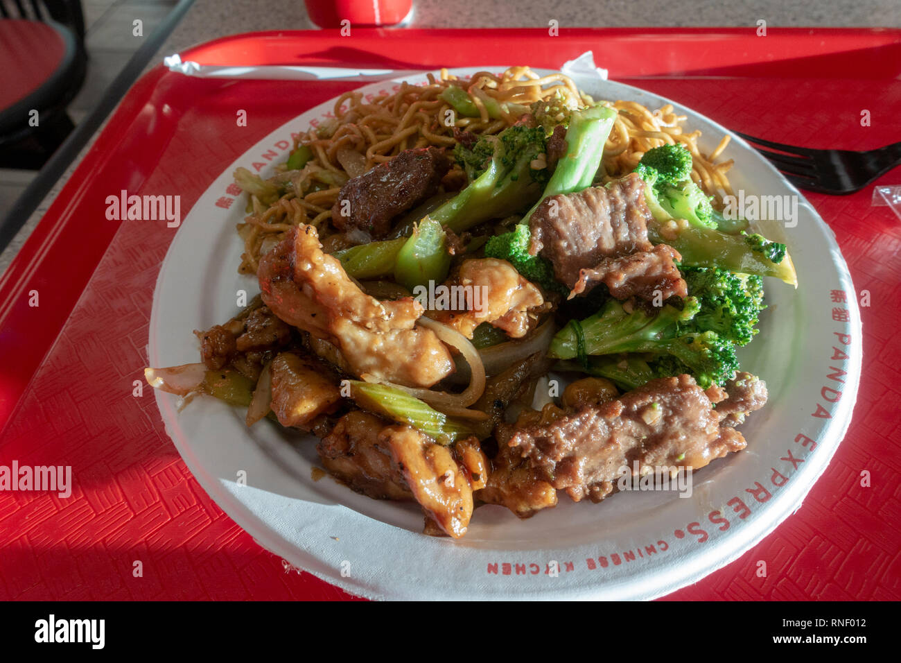 Chinese meal from a fast food outlet in Las Vegas, Nevada, United States. Stock Photo